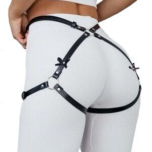 Punk Leather Thigh Harness & Garter Belt for Women - Body Harness Lingerie, Wais
